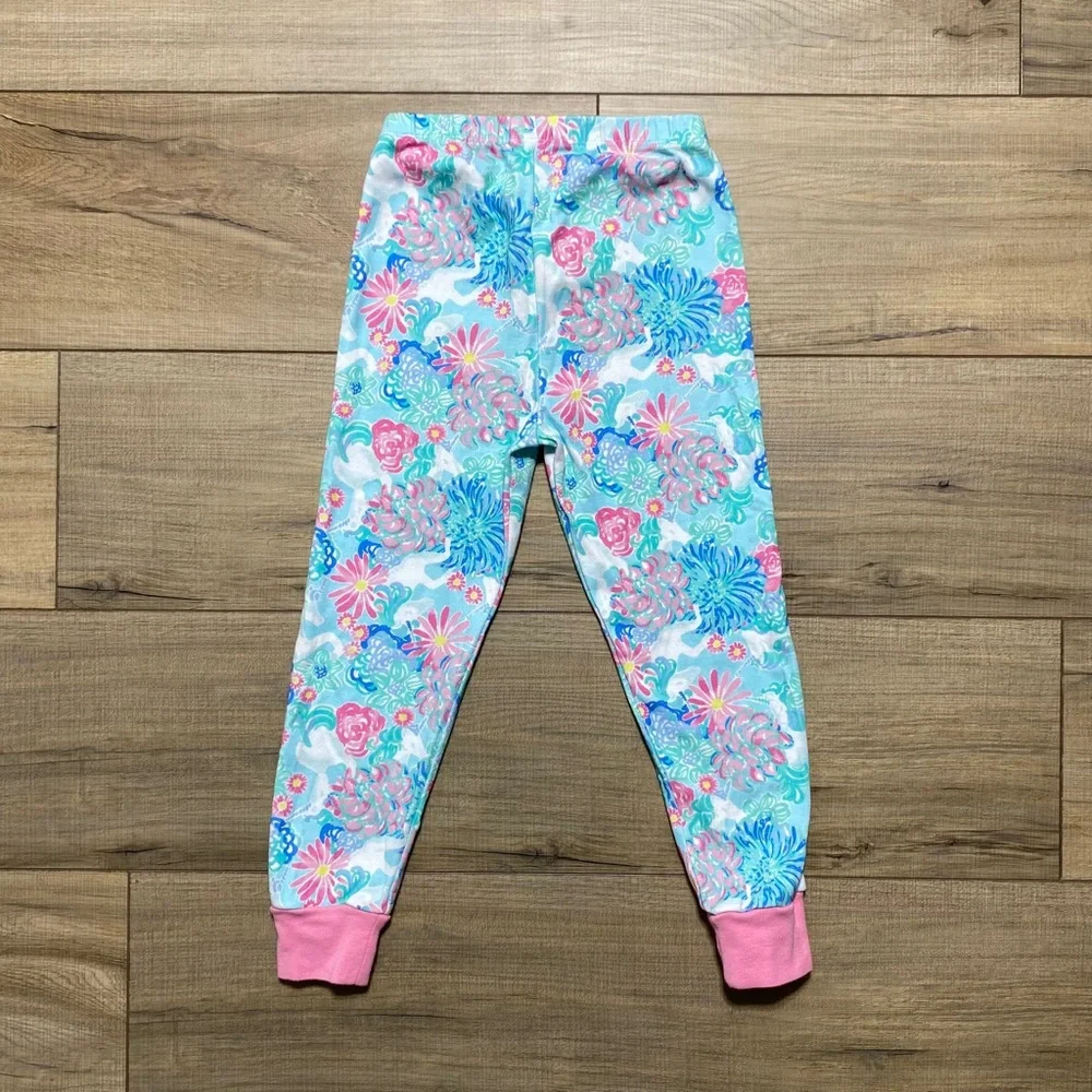 Lilly Pulitzer For Pottery Barn Kids Girls Floral‎ Pajama Pants Size 4 EUC